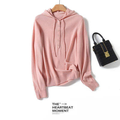 《小雀斑专属》秋冬新款女士100%绵羊毛连帽百搭羊毛衫BN683