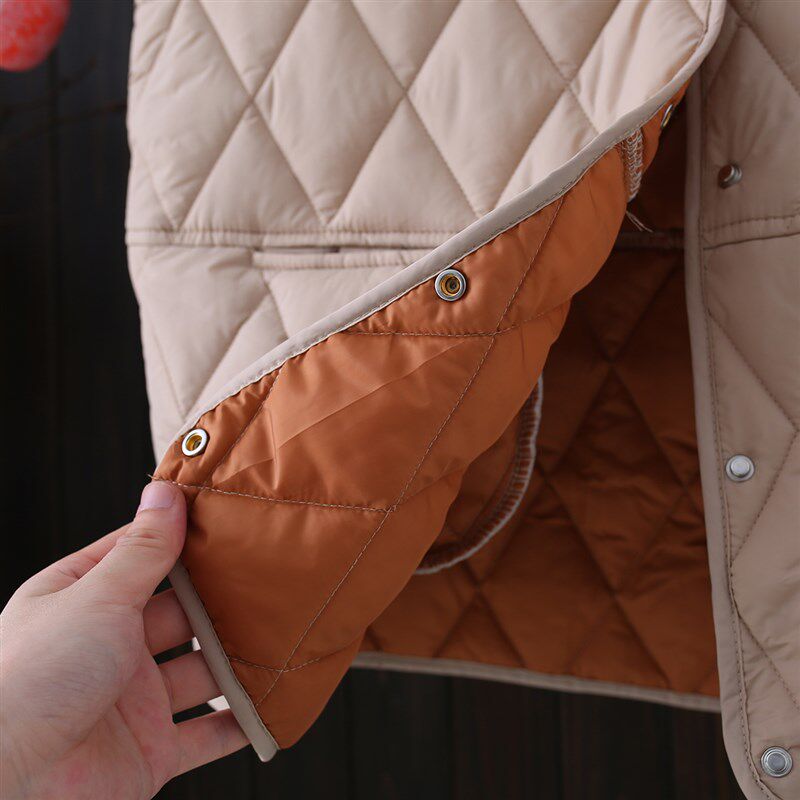 2023年秋冬季女士新款保暖背心上衣胖mm宽松菱格无袖大码棉马甲