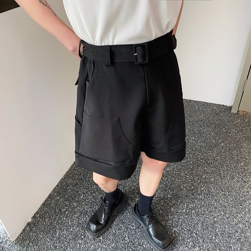 美式工装短裤男女百搭夏季宽松阔腿直筒五分休闲宽松白色西装短裤