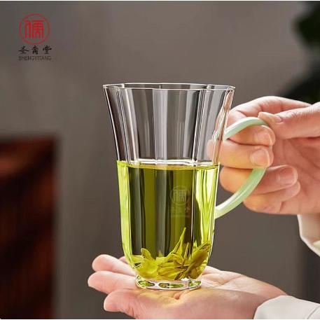 圣裔堂硼硅茶杯玻璃杯耐温加厚透明带柄家用公泡茶茶杯