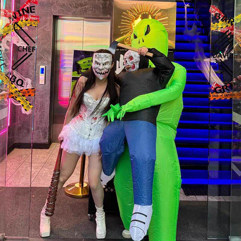 万圣节充气外星人服装儿