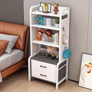 洞洞板床头柜上方多层置物架一体床头柜桌面置物架卧室收纳架床边