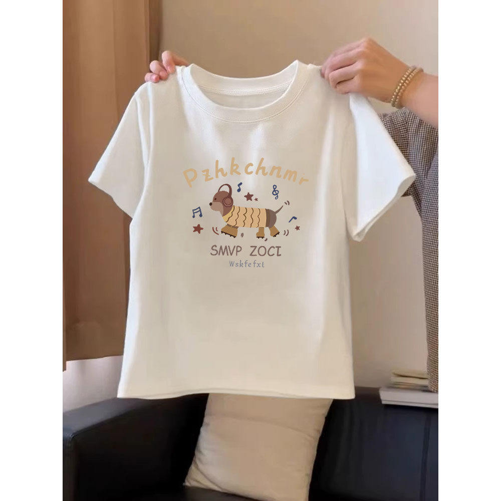 2026春夏季新款短袖正肩t恤女时尚洋气显瘦短款内搭纯棉打底衫