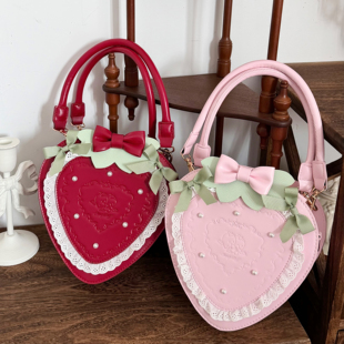 【收藏】甜园草莓包绵羊泡芙原创lolita可爱花边甜娘手提包