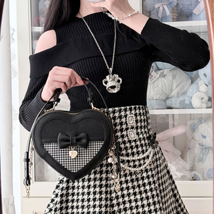 【收藏】绵羊泡芙原创千鸟格爱心手提包蕾系珍珠日常斜挎包通勤
