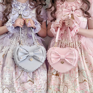 【收藏】绵羊泡芙原创珍珠蝴蝶结花边爱心包可爱甜系手提包斜挎包