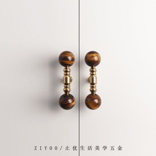 复古拉手柜门法式衣柜门把手抽屉橱柜金色中古风高级感黄铜新中式