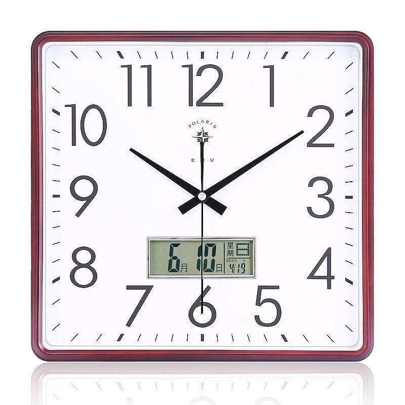 北极星客厅简约现代方形静音挂钟卧室夜光创意家用电子挂墙石英钟,家居饰品,挂钟,淘宝优惠券,粉丝福利购,淘宝优惠卷