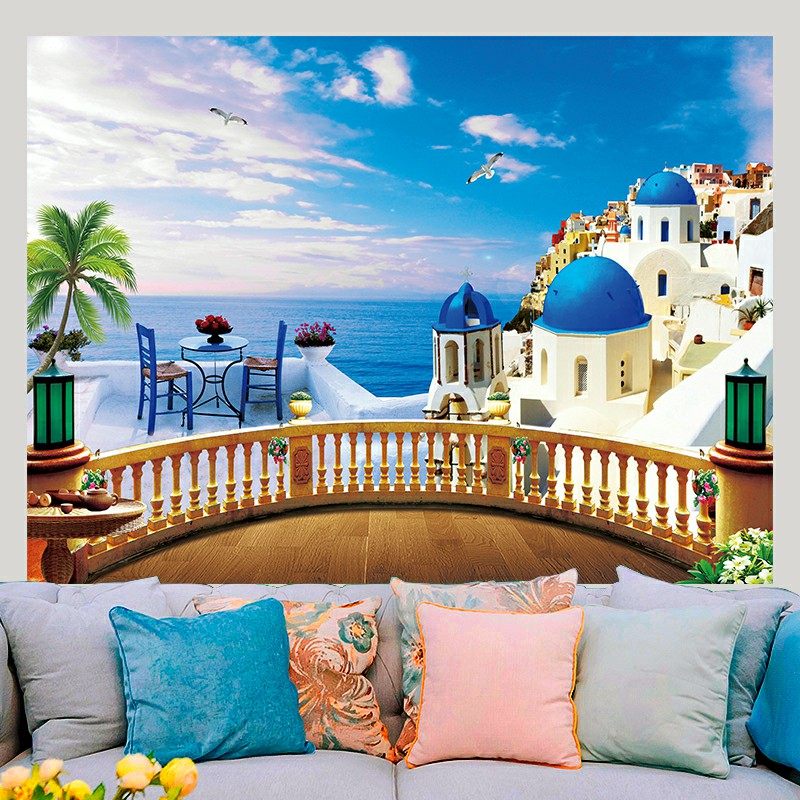 风景阳台假窗户墙贴画自粘壁画贴纸酒店卧室背景装饰延伸空间壁纸,家居饰品,软装墙贴,淘宝优惠券,粉丝福利购,淘宝优惠卷