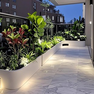 阳台花箱不锈钢定制室内造景花坛异型转角花盆别墅庭院组合种植箱