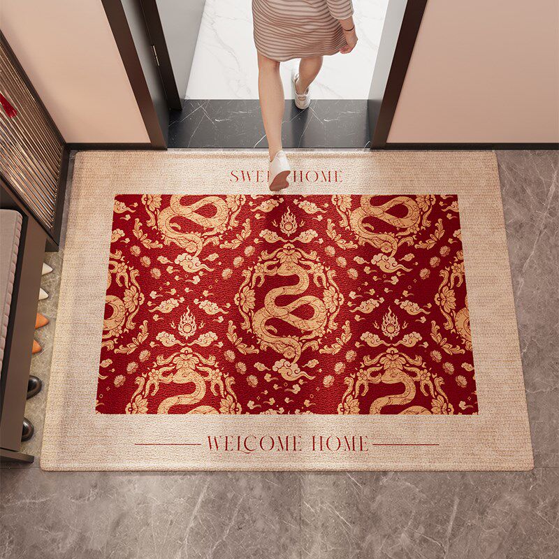 入户门垫新年红色蛇年玄关防滑地垫喜庆进门脚垫耐脏除尘耐磨地毯,居家布艺,入户地垫,淘宝优惠券,粉丝福利购,淘宝优惠卷