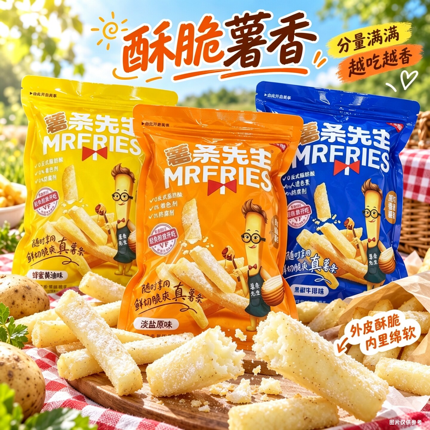 薯条先生酥脆薯香土豆条鲜切酥爽开袋即食网红半斤一袋大包装