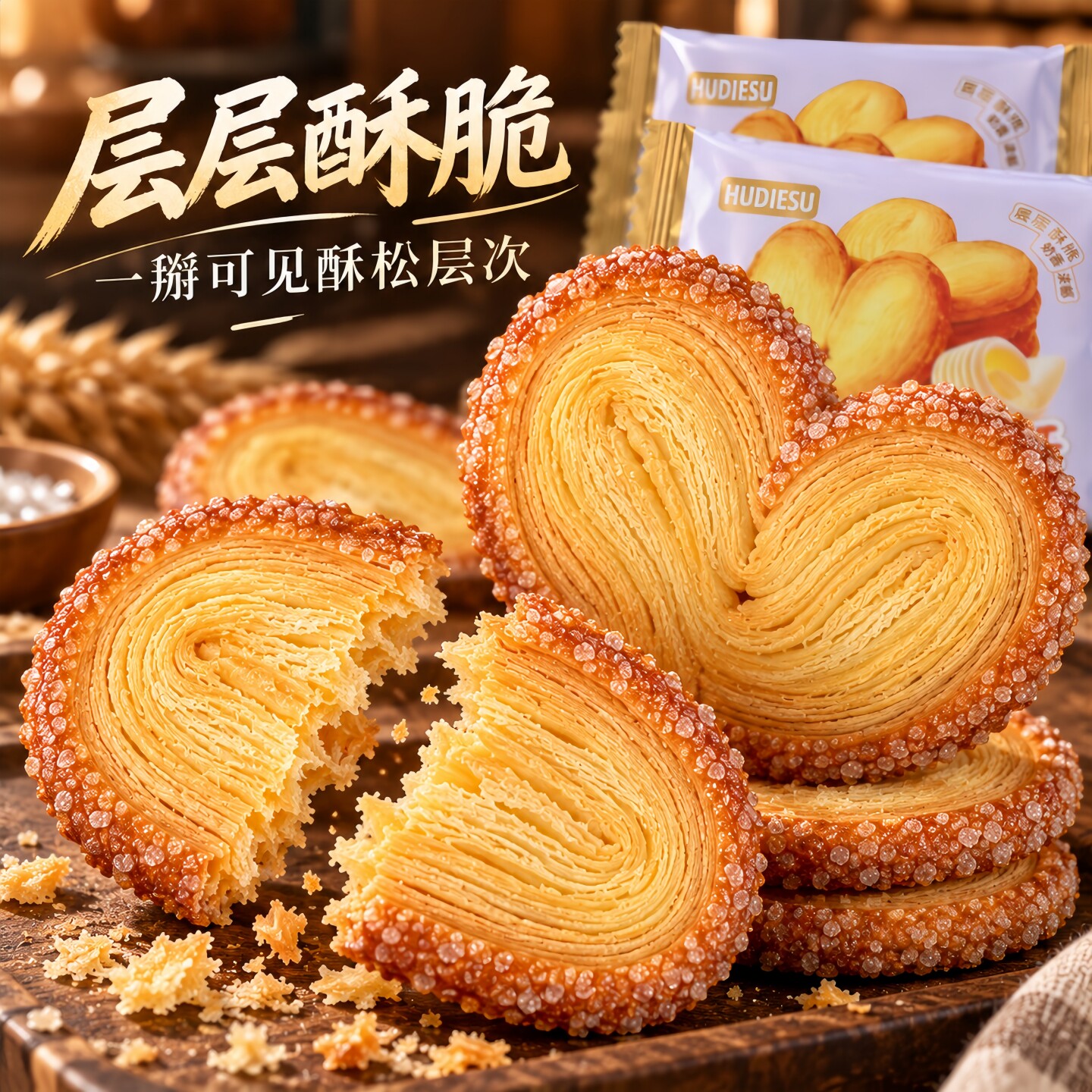 【新品推荐】蝴蝶酥网红千层酥饼干层层酥脆下午茶过节送礼常备