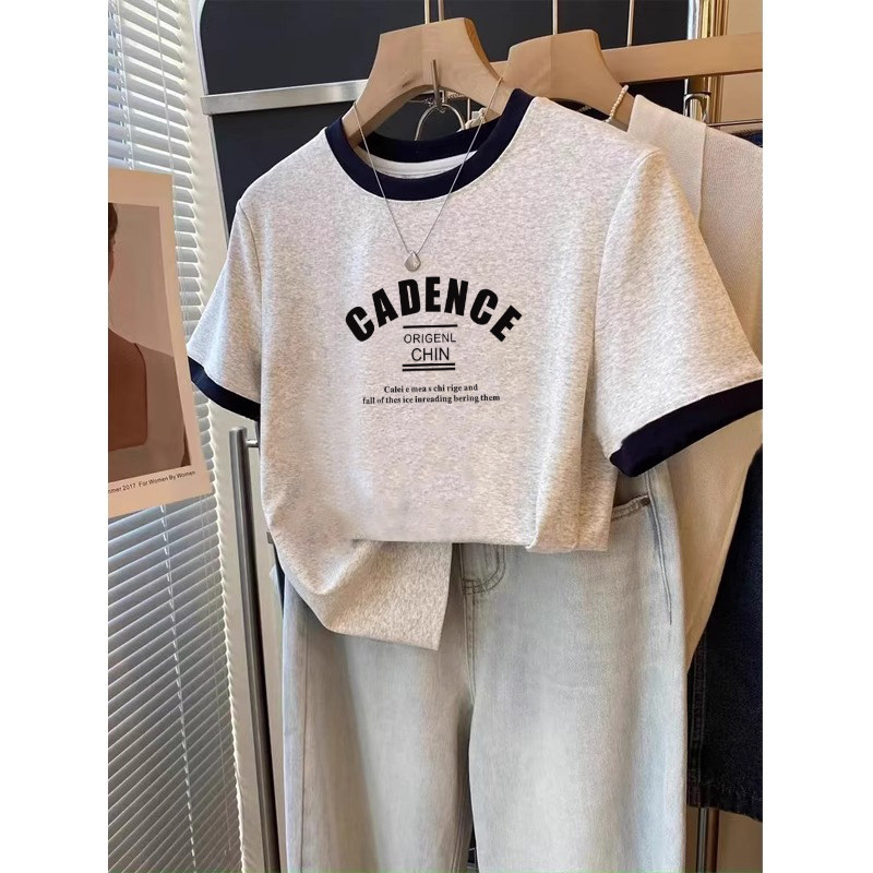 纯棉短袖t恤女2026夏季新款圆领宽松小个子半袖减龄时尚休闲上衣