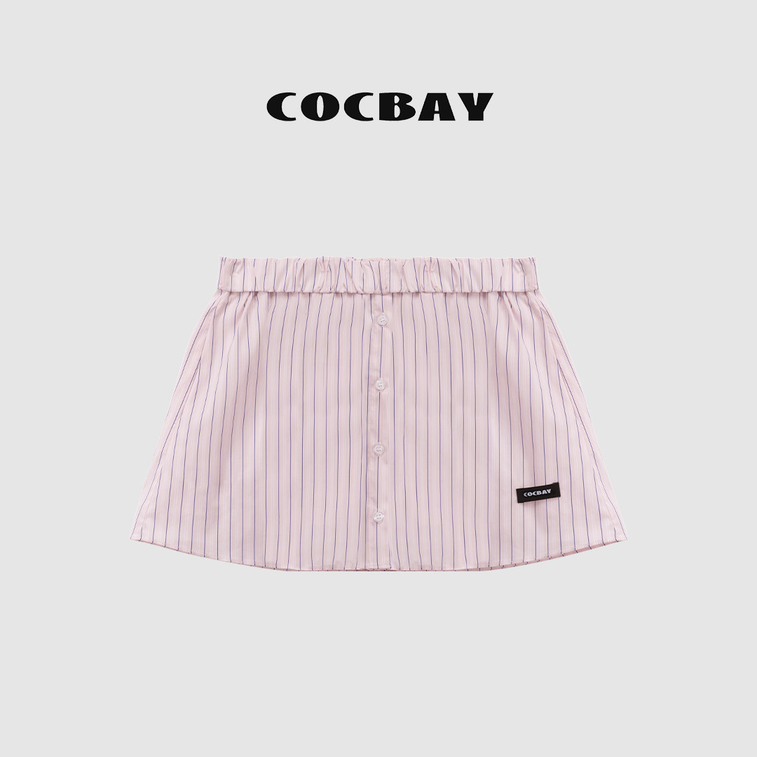 COCBAY-Urban Drift｜夏日清爽翻折A字条纹休闲春夏短裙裤