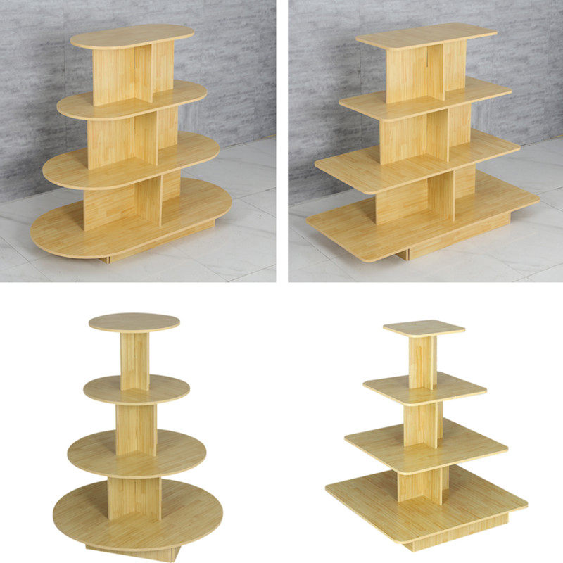 货柜木质展柜超市货架堆头展示架产品红酒母婴店圆形陈列柜中岛柜