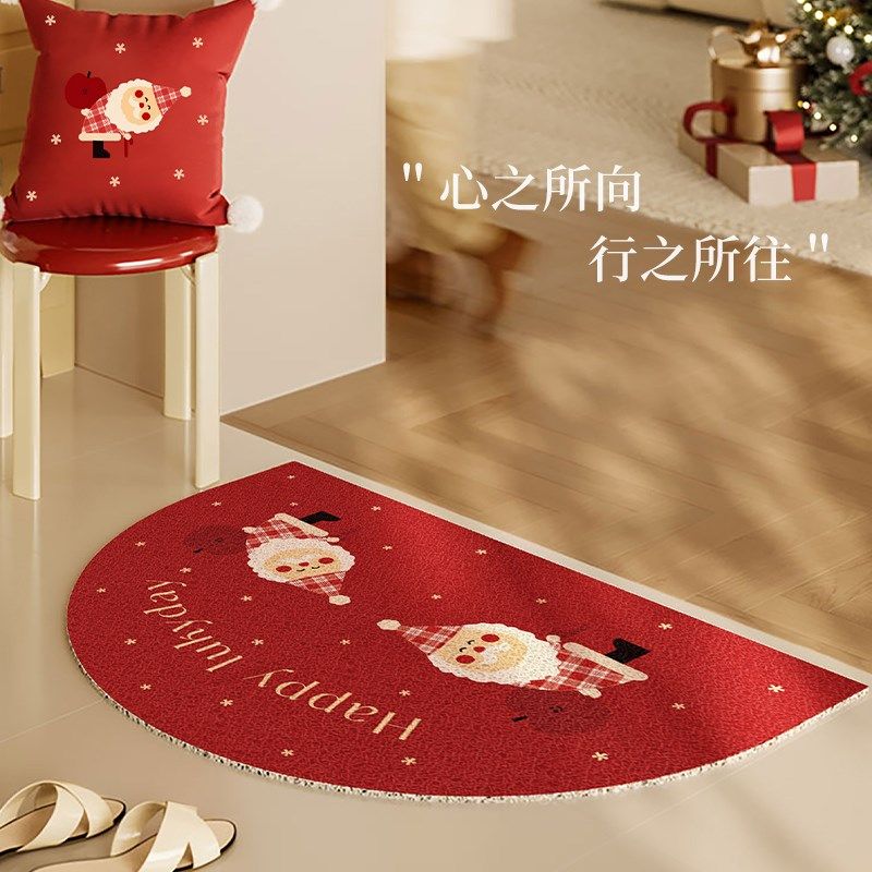 入户门地垫2024新款圣诞高级感丝圈地垫门外半圆蹭土脚垫玄关地毯,居家布艺,入户地垫,淘宝优惠券,粉丝福利购,淘宝优惠卷