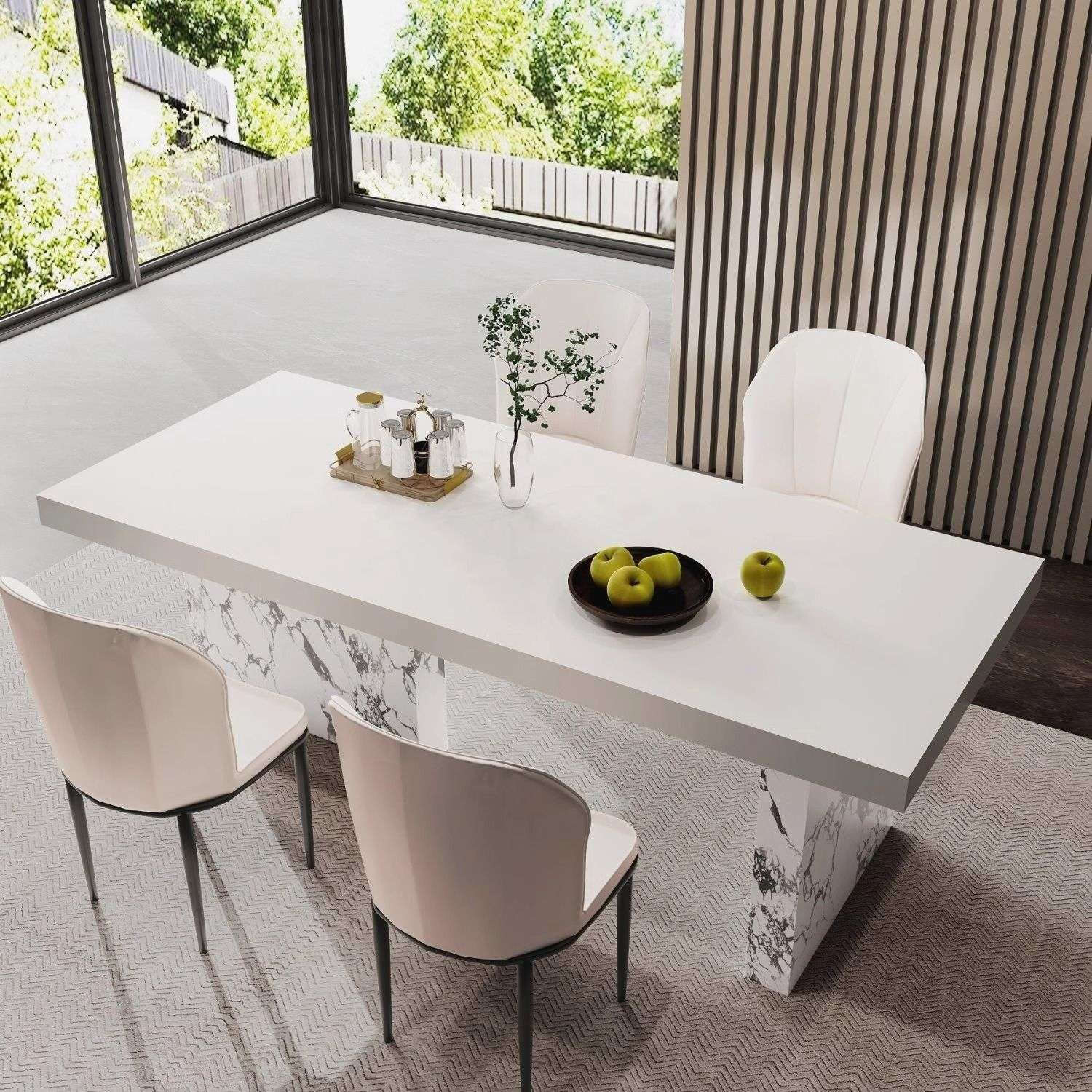 新款轻奢岩板现代简约2024大岛台家用餐椅饭桌高端组合小户型餐桌