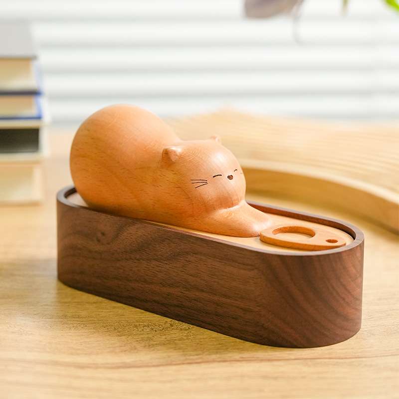猫咪罐头乳牙收纳盒儿童实木牙齿男女孩保存胎毛纪念换牙收藏盒