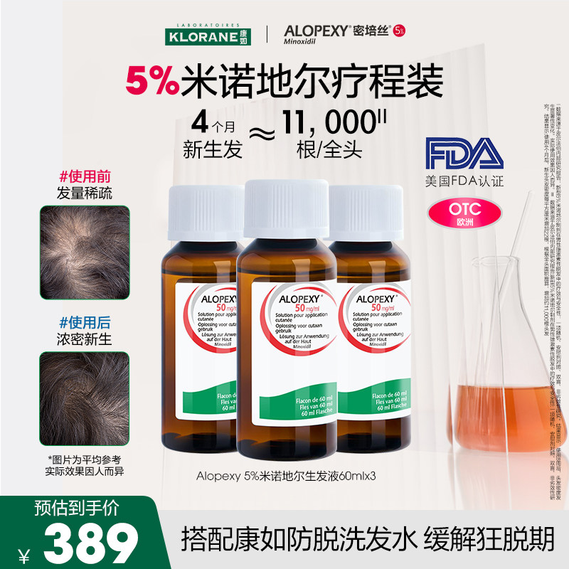 康如Alopexy密培丝米诺地尔生发液5%60ml*3快速防脱增发密发育发