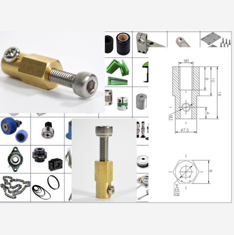 38MM塑胶全向轮配套使用六角铜柱4MM18037 全向轮六角铜柱18036