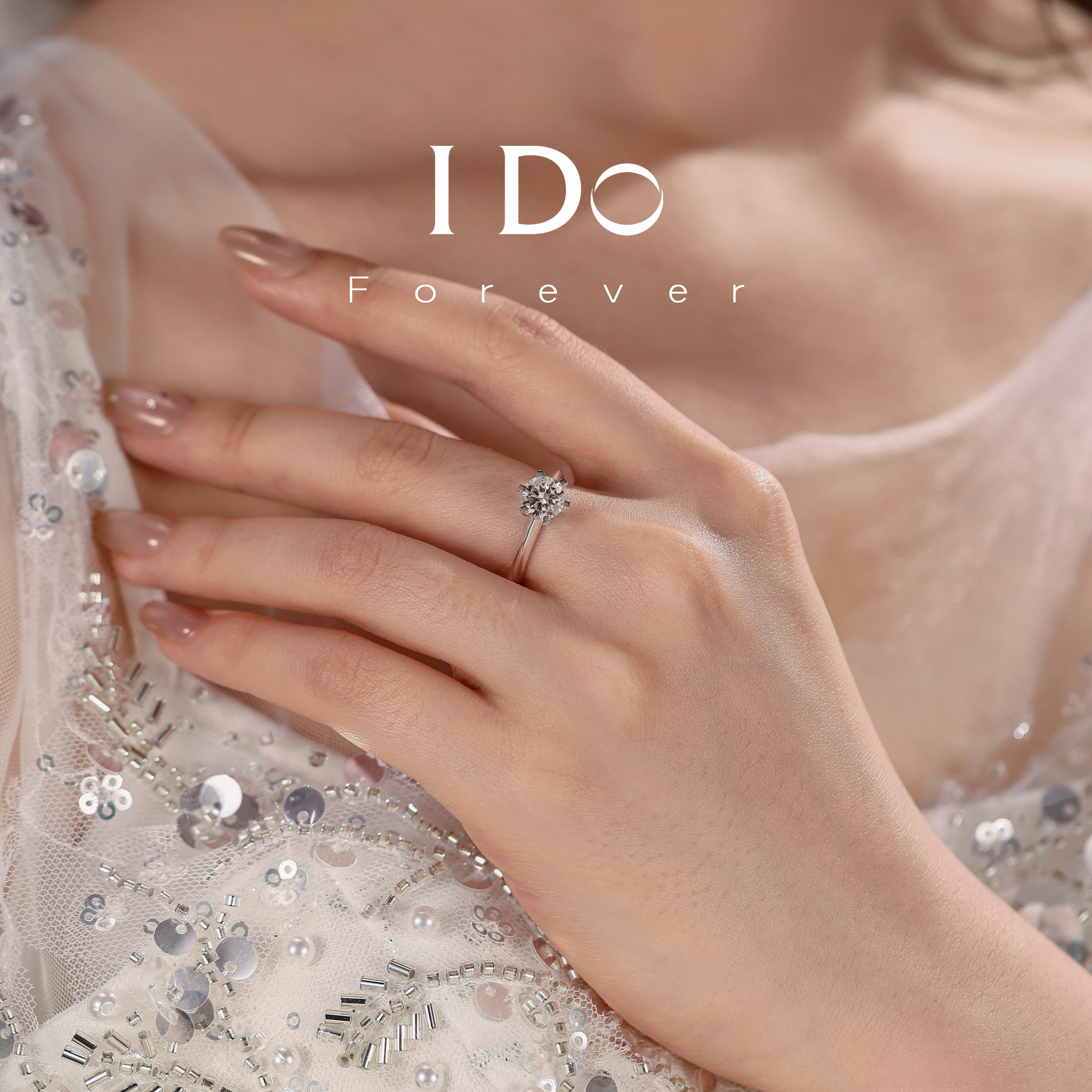 I DO Forever【培育】钻石钻戒人工人造合成经典六爪求婚结女戒指