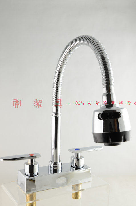 新款秒杀双把双孔龙头 全铜芯冷热面盆台盆水龙头 卫浴洗手脸龙头