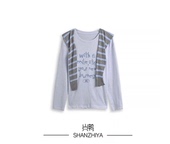 T恤上衣女 设计感披肩字母长袖 山只鸭 SZY