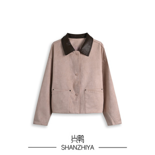 设计感撞色拼接休闲外套 26新品 山只鸭 SZY