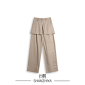 直筒裤 山只鸭 裤 设计感宽松休闲百搭显瘦屁帘工装 SZY