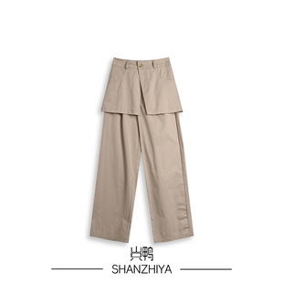 山只鸭/SZY 设计感宽松休闲百搭显瘦屁帘工装裤直筒裤