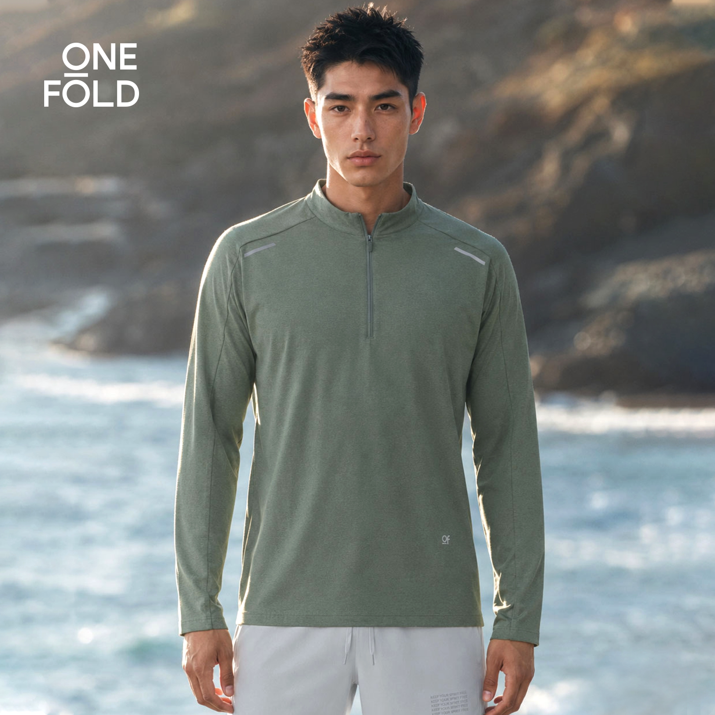 ONEFOLD男士半拉链速干运动长袖