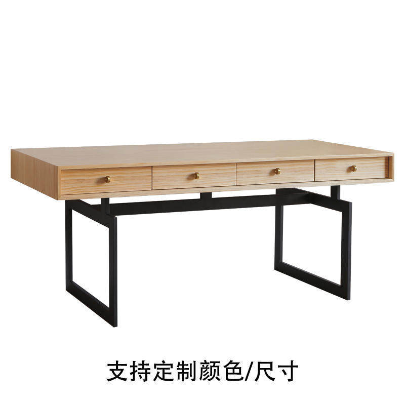 极简实木书桌家用书房书桌现代电脑桌学习现代简约轻奢书桌原木色