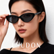 lsudon新款 猫眼复古墨镜女黑色修颜遮阳镜防晒防紫外线旅游太阳镜