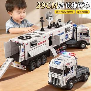 大号指挥车真警察运输车男孩合金加长儿童特警玩具车模型儿童