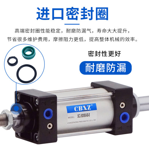 行程可调气缸气动小型大推力SCJ32*40*50*63*80*100-25/50/75/150