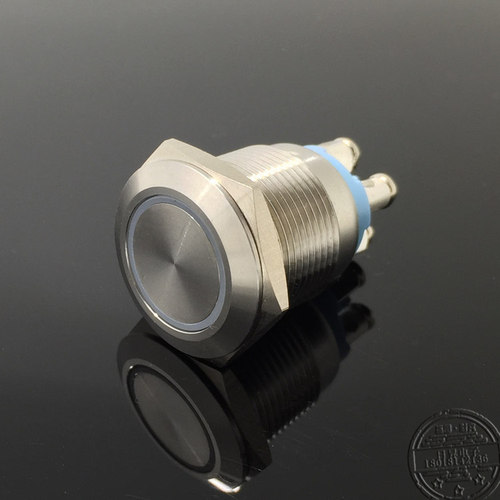 19MM带环形灯不锈钢金属按钮自复启动开关12v24v220v6v螺丝脚接线