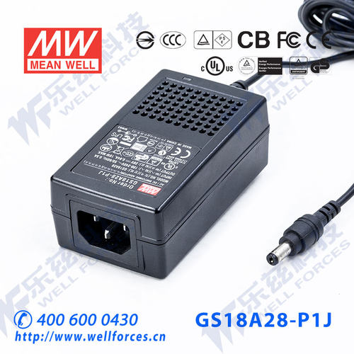 GS18A28-P1J台湾明纬18W28V电源适配器直流稳压0.64A三插,节能型