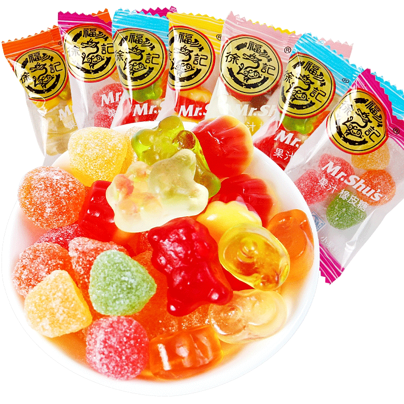 徐福记糖果橡皮糖500g混合口味果汁软糖qq喜糖婚庆散装零食