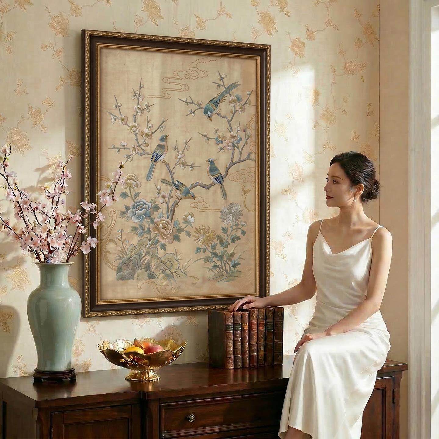 《绒绘》东方美学法式中国风挂毯画Vintage花鸟小众艺术装饰画