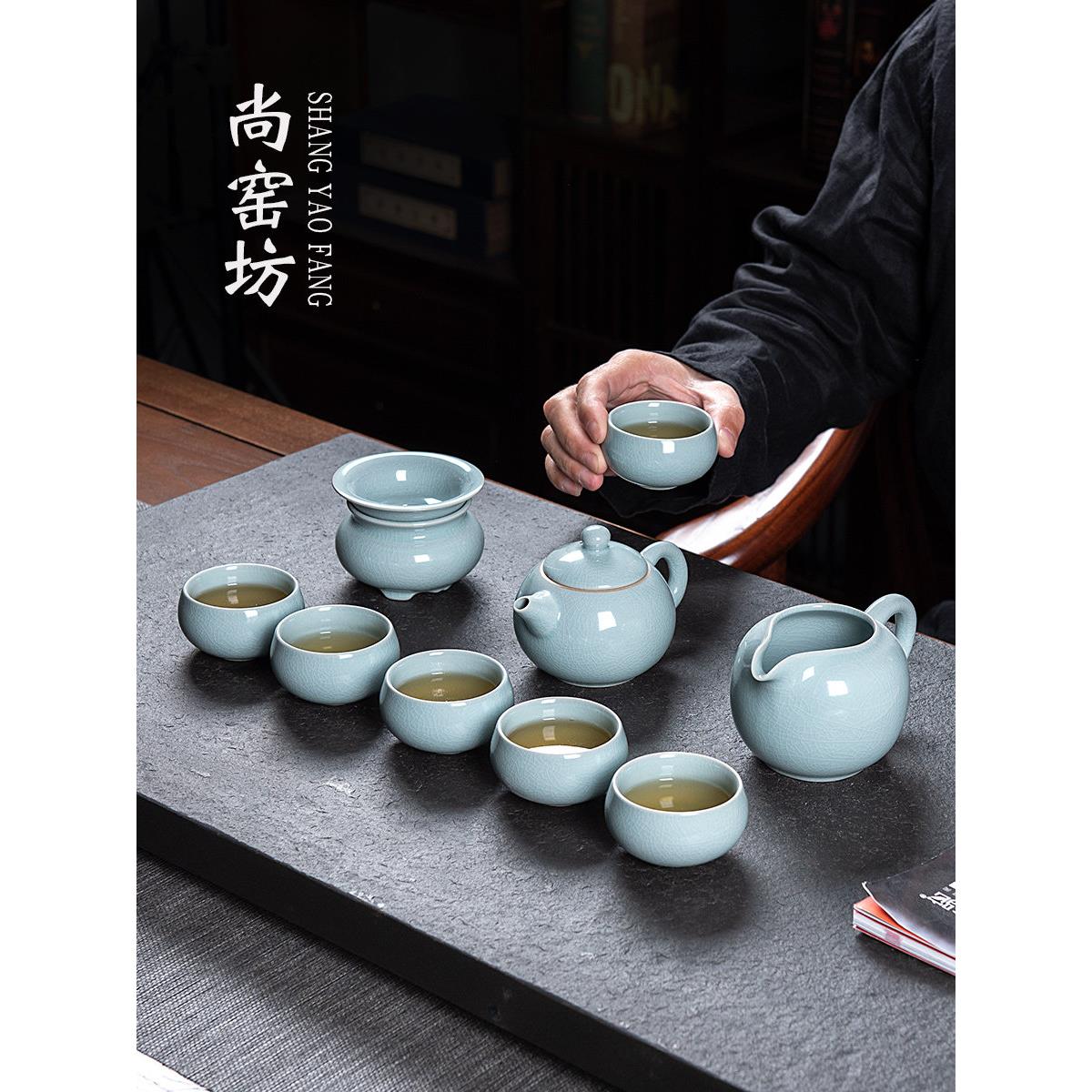 2025新款汝窑茶具套装家用泡茶壶轻奢中式高档功夫茶具喝茶一套