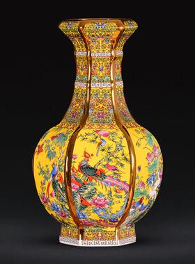 景德镇手工陶瓷花瓶中式客厅电视柜书房博古架插花装饰珐琅彩摆件