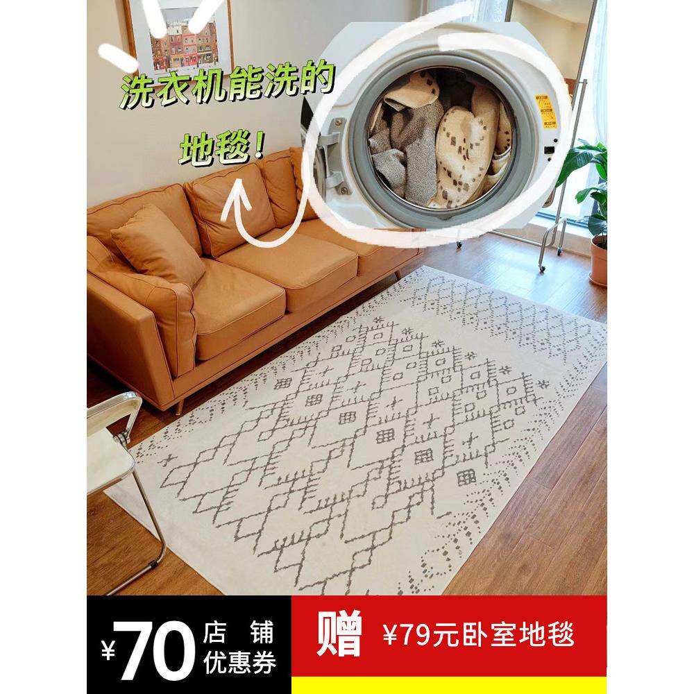 懒人专用可机洗地毯客厅卧室床边毯可水洗现代简约茶几毯免洗可擦