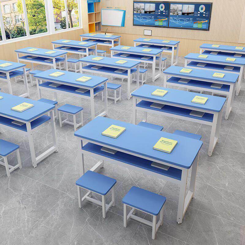 中小学校学生课桌椅组合长条桌彩色辅导班补习班单双人双层培训桌