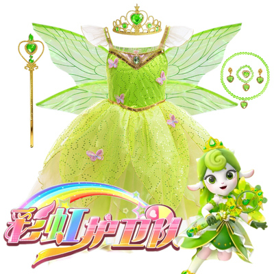 彩虹护卫队小叮当Tinkerbell外贸精灵女童青蛙公主裙蒂安娜连衣裙