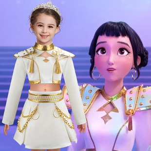 外贸2025猎魔女团万圣节童装佐伊同款表演舞台走秀女童女团两件套