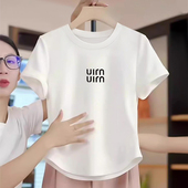 白色纯棉正肩短袖 t恤女2026新款 爆款 夏季 设计感小众洋气短款 上衣