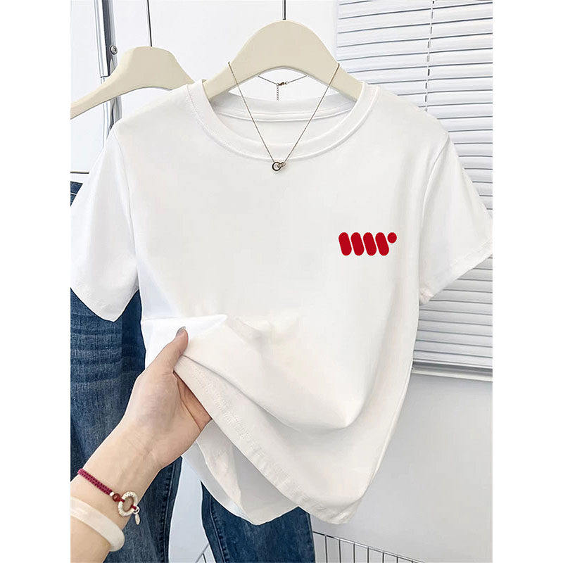 白色短袖t恤女夏季2026新款纯棉小个子高腰设计感小众短款上衣