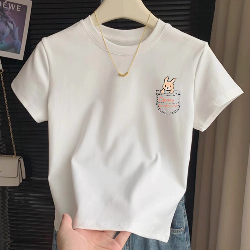 白色短款t恤女夏季新款内搭显瘦短袖小个子体恤纯棉减龄洋气小衫