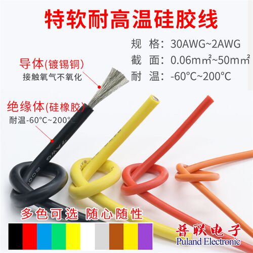 特软硅胶线8awg 耐高低温软电线 0.08mm超微航模导线 连接线